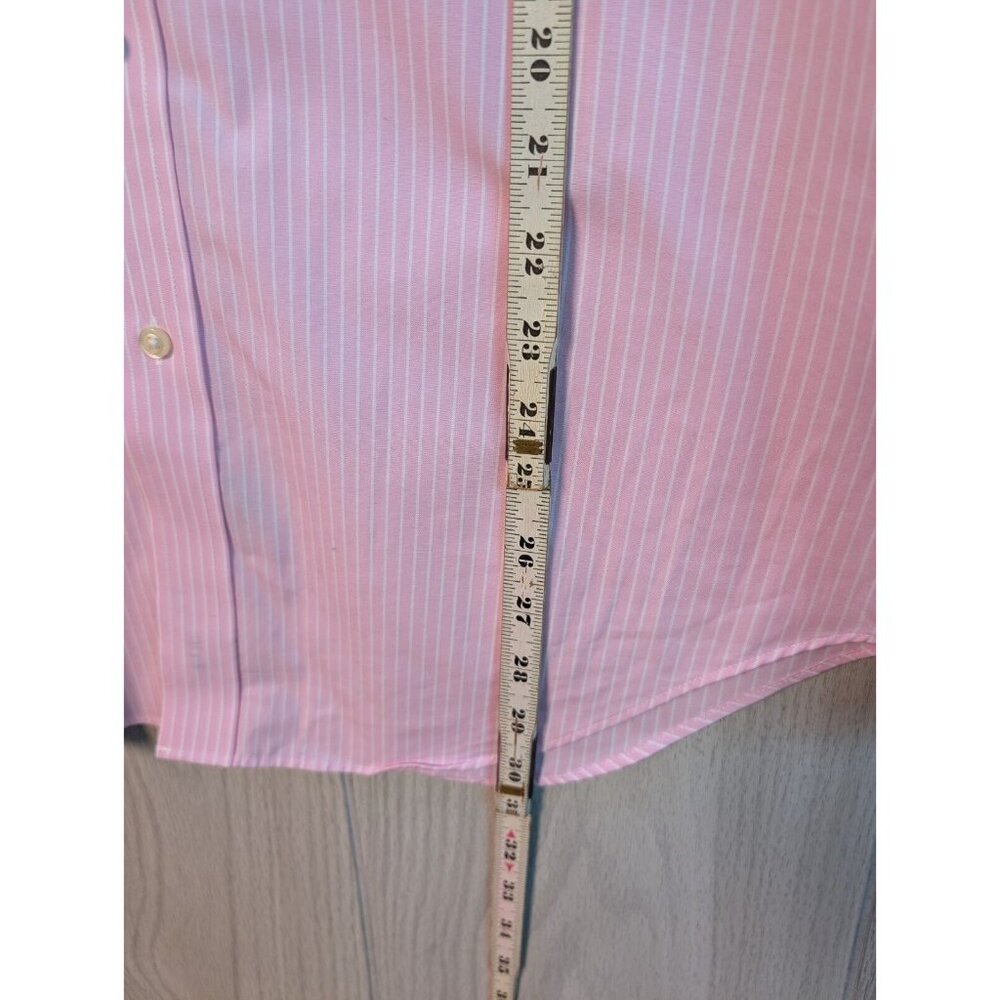 Ralph Lauren Mens Dress Shirt Pink White Striped Classic Fit Non-Iron 16.5 32/33 - Picture 6 of 9